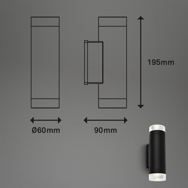 BRILO 3072025 Venkovní svítidlo 19,5 cm vč. 2x GU10 4,7W 400lm černá - BRILO