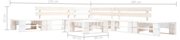 6dílná zahradní sedací souprava z palet dřevo bílá 277395
