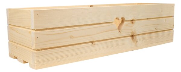 Dřevěný truhlík z masivu srdce - přírodní 60 cm