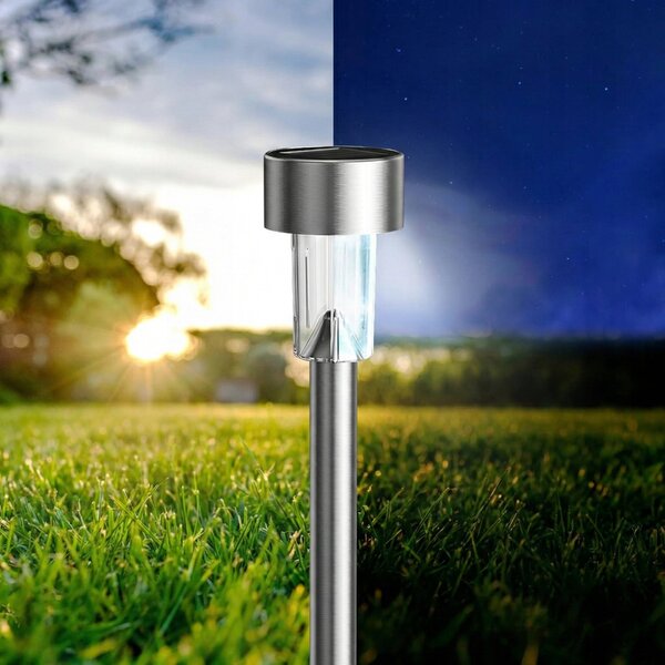 LED solární zápichové svítidlo 30 cm, IP44, studená bílá, šířka 4,5 cm