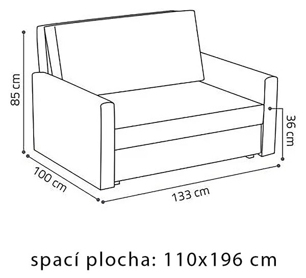 Pohovka VIVA II LUX | 133 cm | rozkládací + úložný prostor | VÝBĚR TKANIN