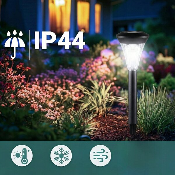 LED solární zápichové svítidlo 30 cm, IP44, studená bílá, šířka 7 cm