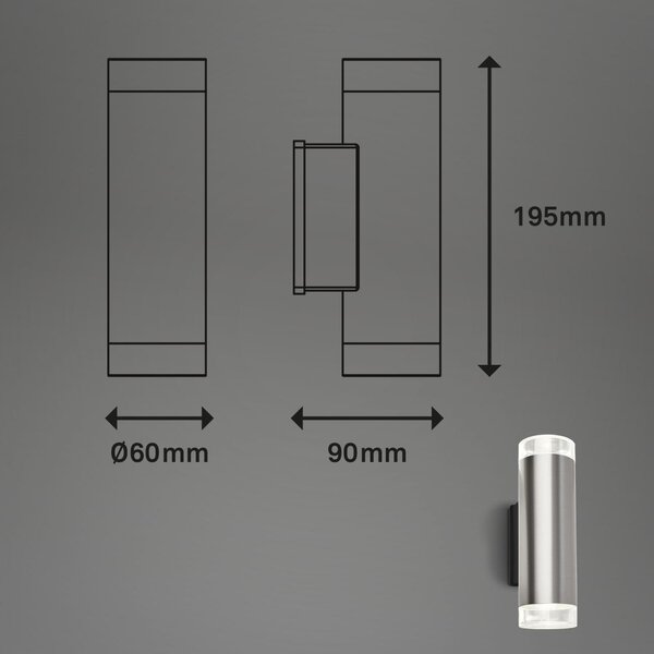 BRILO 3072022 Venkovní svítidlo 19,5 cm vč. 2x GU10 4,7W 400lm nerez ocel - BRILO