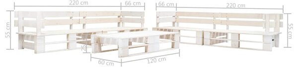 6dílná zahradní sedací souprava z palet dřevo bílá 277403