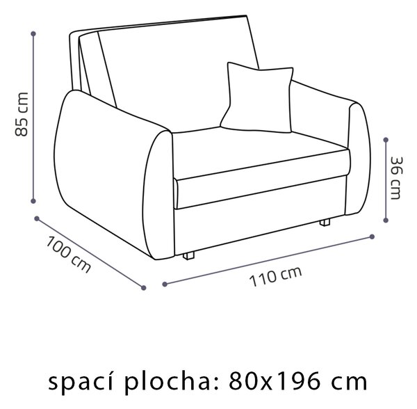 Pohovka VIVA I ART | 110 cm | rozkládací + úložný prostor | VÝBĚR TKANIN