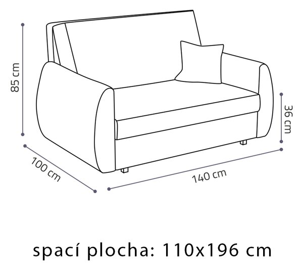 Pohovka VIVA II ART | 140 cm | rozkládací + úložný prostor | VÝBĚR TKANIN