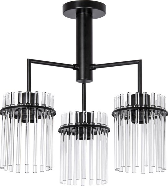 Lustr na tyči 3xE27/60W/230V černá/čirá