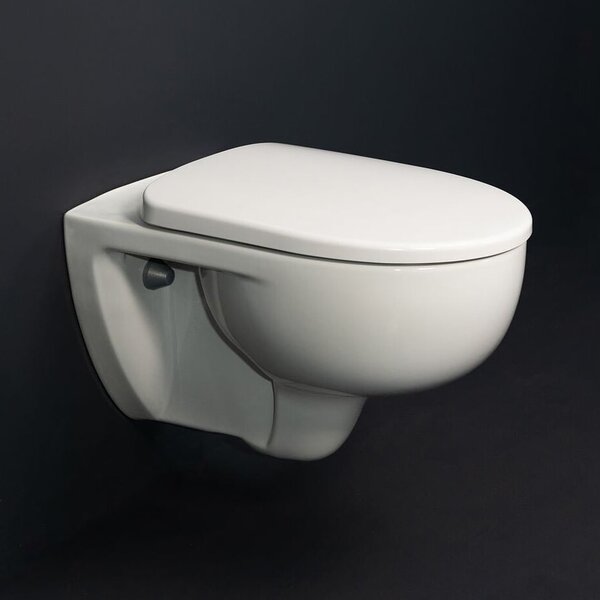 Geberit Selnova wc mísa se sedátkem s pomalým sklápěním závěsná bez splachovacího kruhu s vírovým splachováním bílá lesk 503.083.00.1