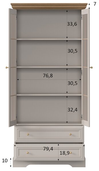 KORA s | vitrína KRW2 se zásuvkami a policemi | 88 cm | kašmír/dub mavelia