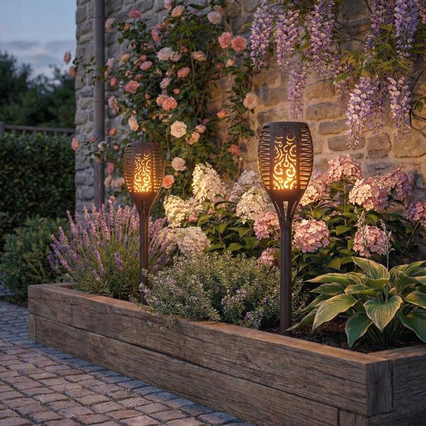 Černé LED solární zápichové svítidlo 51 cm, IP44, 1 W