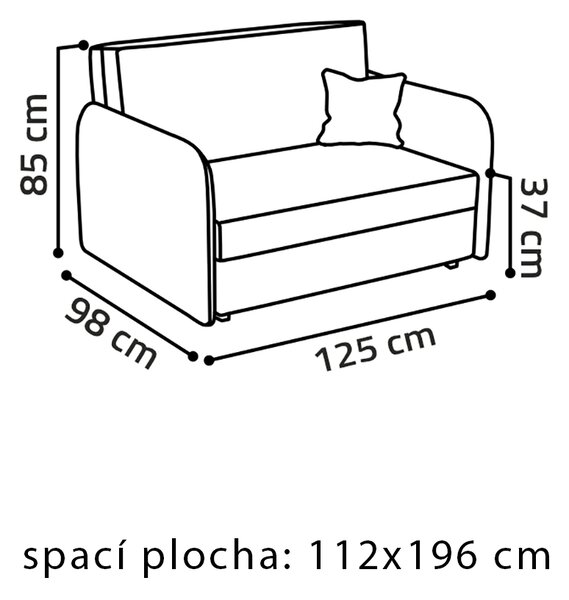 Pohovka VIVA II LOFT | 125 cm | rozkládací + úložný prostor | VÝBĚR TKANIN