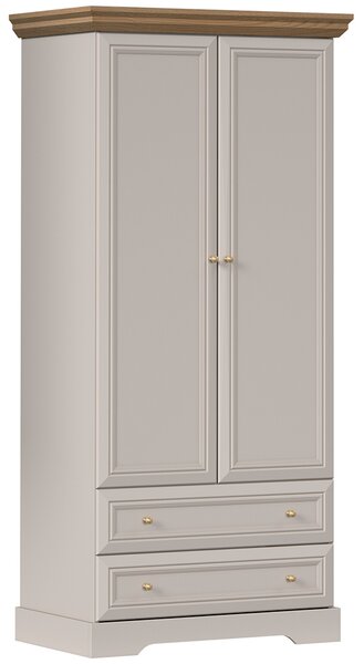 KORA k | šatní skříň KS1 se zásuvkami a šatní tyčí | 88 cm | kašmír/dub mavelia