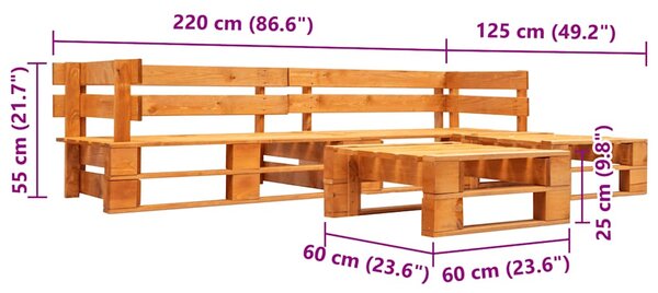 4dílná zahradní sedací souprava z palet dřevo medově hnědá 277457