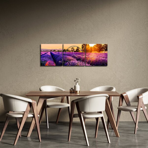 Obraz levandulového pole, Provence (s hodinami) (90x30 cm)