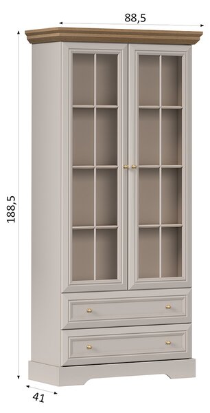 KORA s | vitrína KRW2 se zásuvkami a policemi | 88 cm | kašmír/dub mavelia
