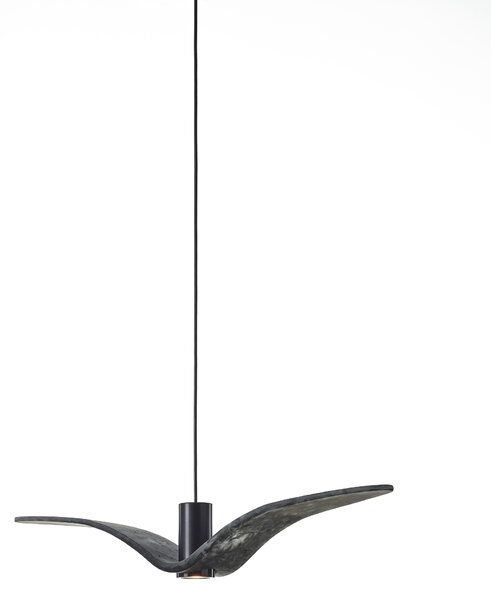 Designové venkovní závěsné svítidlo Brokis Night Birds PC1111, IP54 Povrch Montury: Stříbrný elox, Barva skla: Šedá kouřová - masiv, Povrch baldachýnu: kov - černý matný komaxit