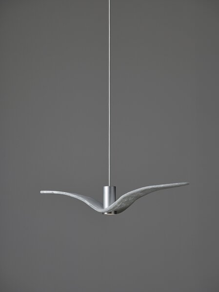 Designové venkovní závěsné svítidlo Brokis Night Birds PC1111, IP54 Povrch Montury: Stříbrný elox, Barva skla: Šedá kouřová - masiv, Povrch baldachýnu: kov - černý matný komaxit