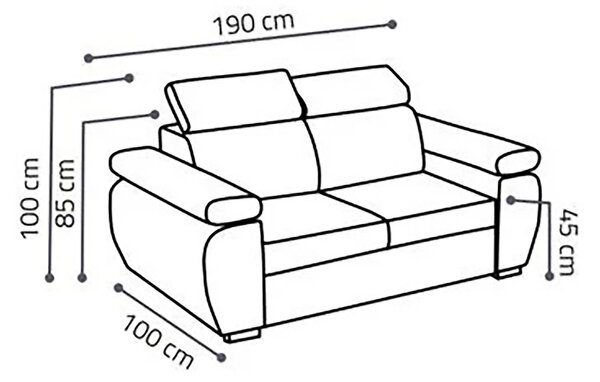 Pohovka BASTON 2 | 190 cm | nerozkládací | polohovatelné záhlavníky a područky | VÝBĚR TKANIN