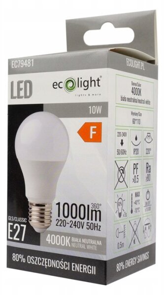 LED žárovka ECOlight - E27 - 10W - 800Lm - neutrální bílá