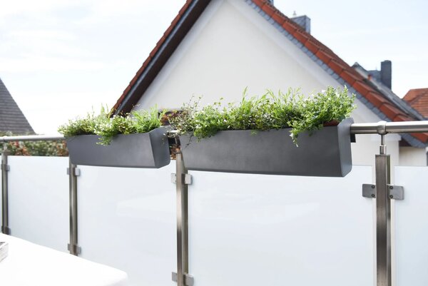 Balkonový truhlík BALKONA CLASSICO, plast, šířka 80 cm, antracit