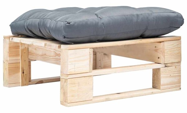 Zahradní taburet z palet s šedou poduškou přírodní dřevo 277474