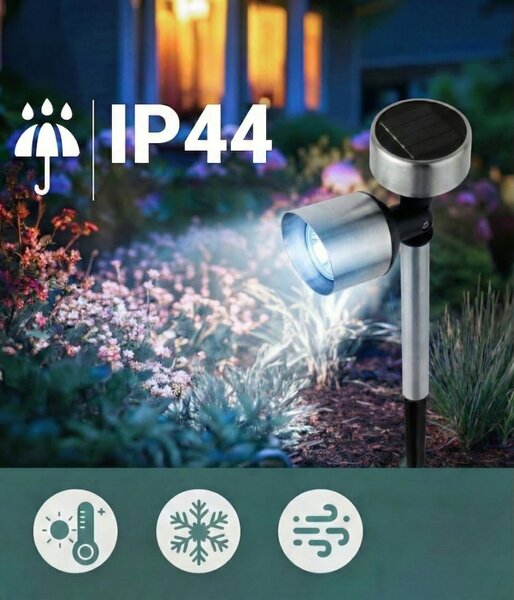 LED solární zápichové svítidlo – studená bílá, IP44