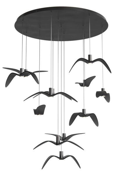 Designové venkovní závěsné svítidlo Brokis Night Birds PC1111, IP54 Povrch Montury: Stříbrný elox, Barva skla: Šedá kouřová - masiv, Povrch baldachýnu: kov - černý matný komaxit