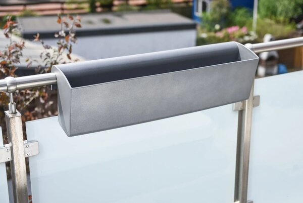 Balkonový truhlík BALKONA CLASSICO, plast, šířka 80 cm, antracit