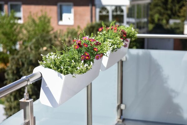 Balkonový truhlík BALKONA CLASSICO, plast, šířka 80 cm, bílý lesk