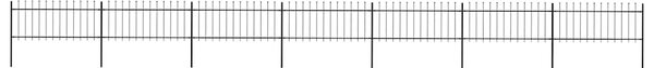 Zahradní plot s kopím nahoře ocelový 1172 x 80 cm černý 277608