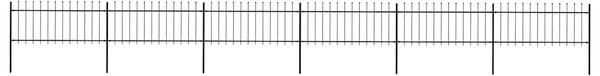 Zahradní plot s kopím nahoře ocelový 1005 x 80 cm černý 277607