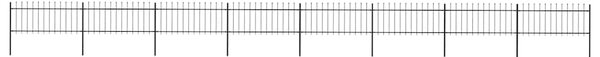 Zahradní plot s kopím nahoře ocelový 1339 x 80 cm černý 277609