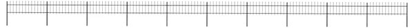 Zahradní plot s kopím nahoře ocelový 1673 x 60 cm černý 277602
