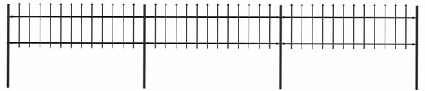 Zahradní plot s kopím nahoře ocelový 504 x 60 cm černý 277595