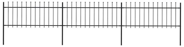 Zahradní plot s kopím nahoře ocelový 504 x 80 cm černý 277604