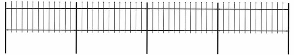 Zahradní plot s kopím nahoře ocelový 671 x 80 cm černý 277605