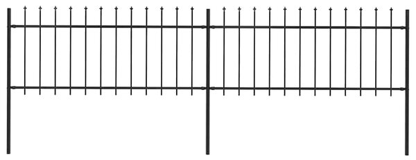 Zahradní plot s kopím nahoře ocelový 337 x 80 cm černý 277603