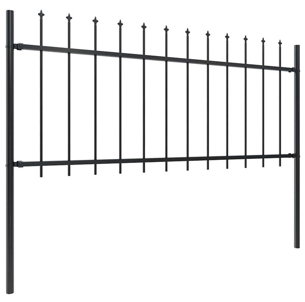 Zahradní plot s kopím nahoře ocelový 1673 x 80 cm černý 277611