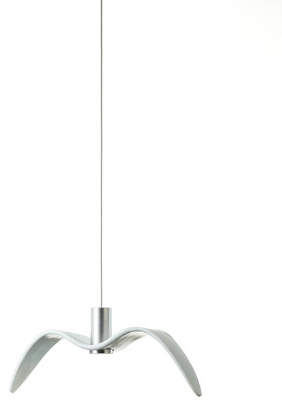 Designové závěsné venkovní svítidlo Brokis Night Birds PC1113, IP54 Povrch Montury: Stříbrný elox, Barva skla: Šedá kouřová - masiv, Povrch baldachýnu: kov - černý matný komaxit