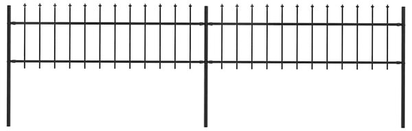 Zahradní plot s kopím nahoře ocelový 337 x 60 cm černý 277594