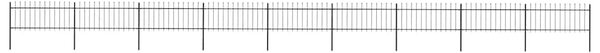 Zahradní plot s kopím nahoře ocelový 1506 x 80 cm černý 277610