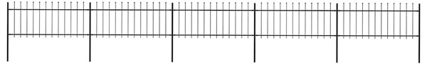 Zahradní plot s kopím nahoře ocelový 838 x 80 cm černý 277606