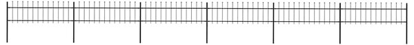 Zahradní plot s kopím nahoře ocelový 1005 x 60 cm černý 277598