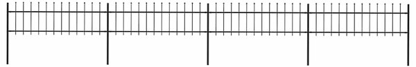 Zahradní plot s kopím nahoře ocelový 671 x 60 cm černý 277596