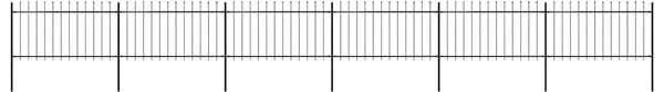 Zahradní plot s kopím nahoře ocelový 1005 x 100 cm černý 277616