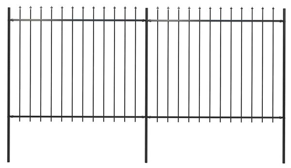 Zahradní plot s kopím nahoře ocelový 337 x 150 cm černý 277630