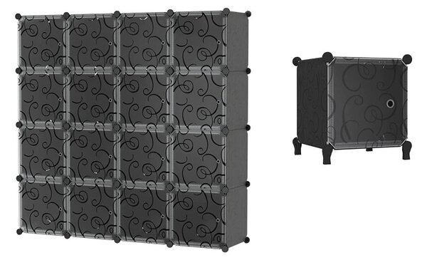 Skříň HÖGLER FlexiSpace Elegance MX36 144 x 144 x 37 cm bezbarvá, černá
