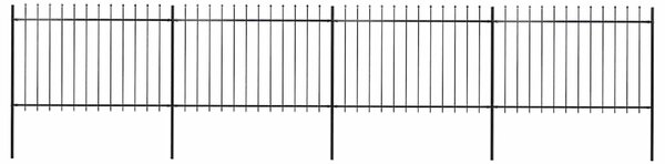 Zahradní plot s kopím nahoře ocelový 671 x 120 cm černý 277623
