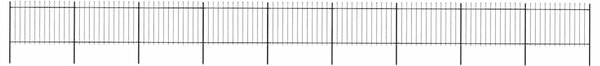 Zahradní plot s kopím nahoře ocelový 1506 x 120 cm černý 277628