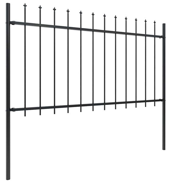 Zahradní plot s kopím nahoře ocelový 671 x 100 cm černý 277614